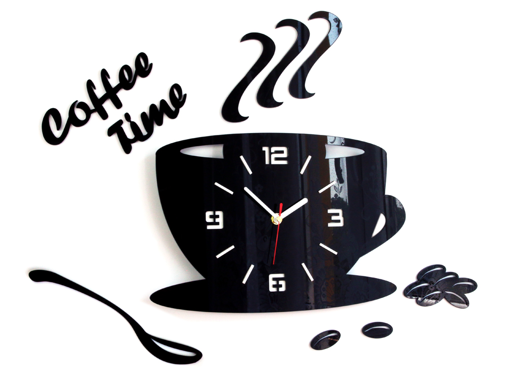 Moderni zidni satovi COFFE TIME 3D BLACK black