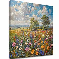 Slika polja cveća na platnu Letnja livada | Akrilni detalji